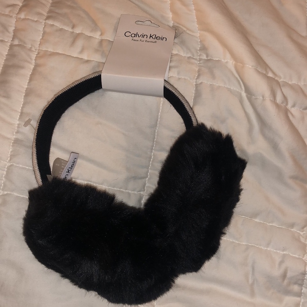 Calvin Klein black ear muff ear warmers with logo - Picture 3 of 7